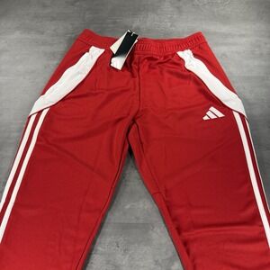 Adidas Pants Medium Red White Track Sweat Gym Jogger Soccer Training Run Workout